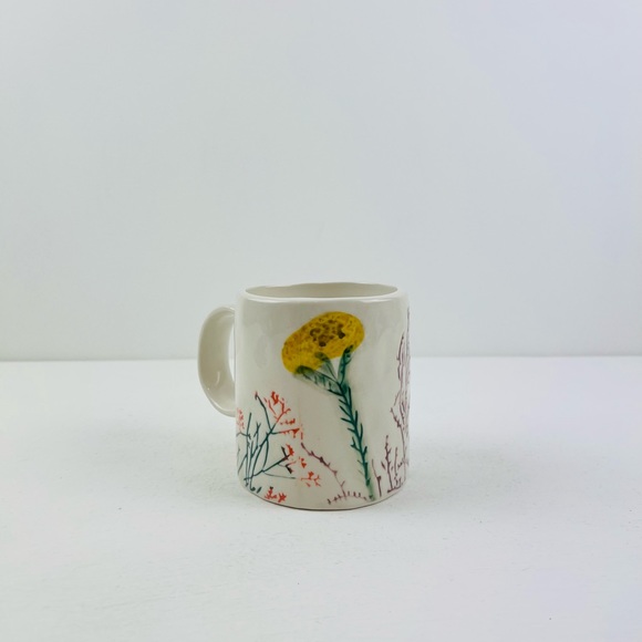 Anthropologie Cream ‘J’ Initial Floral Hand-painted Ceramic Large Mug - Picture 8 of 11